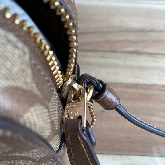 Coach Mini Camera Bag In Signature Canvas - Leather KHAKI BROWN SADDLE 2. - Picture 16 of 16